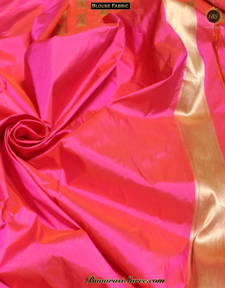 Pure Banarasi Katan Silk Gajari Colour Tanchoi Saree - Image 6