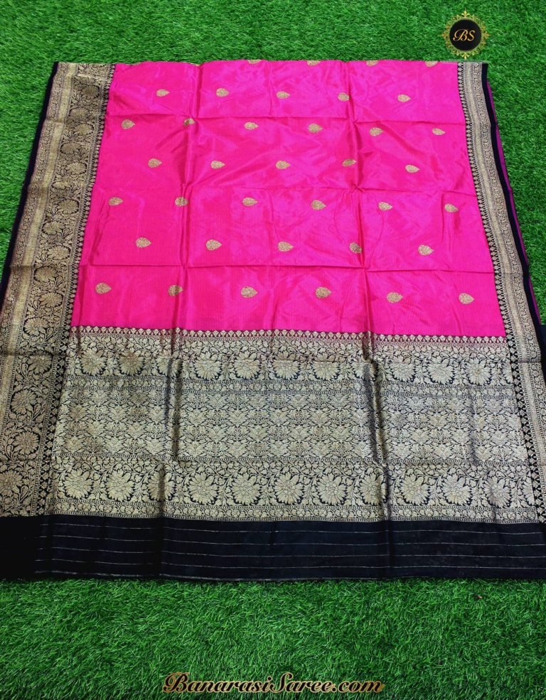 Pure Banarasi Handloom Katan Silk Hot Pink Saree - Image 2