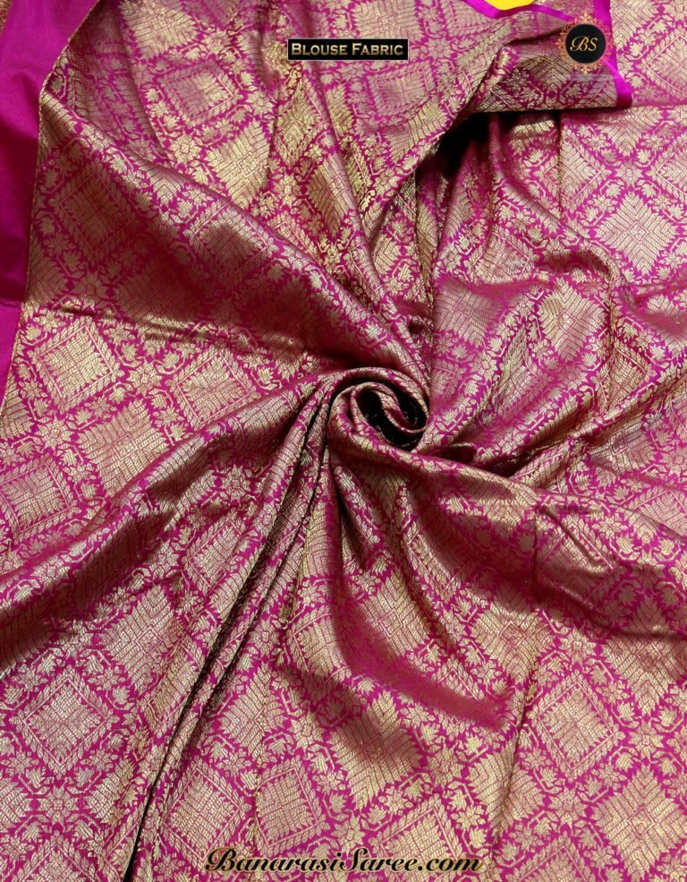 Pure Banarasi Handloom Katan Silk Yellow Color Antique Zari Saree - Image 4