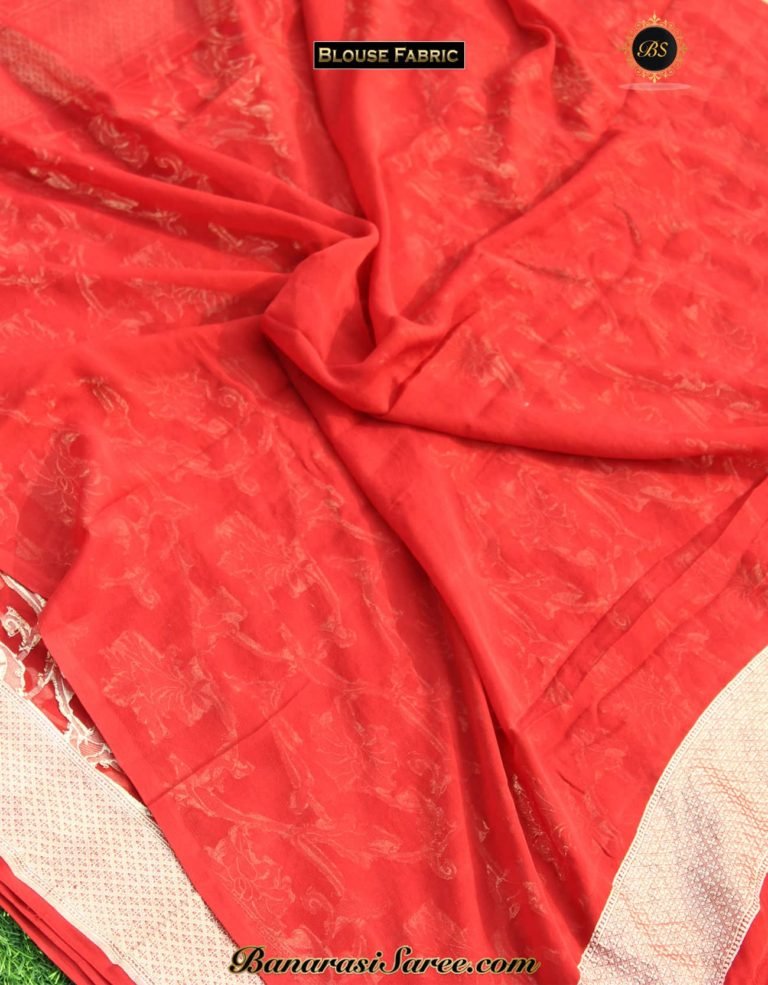 Pure Banarasi Handloom Khaddi Chiffon Maroon Color Zari Jaal Saree - Image 4
