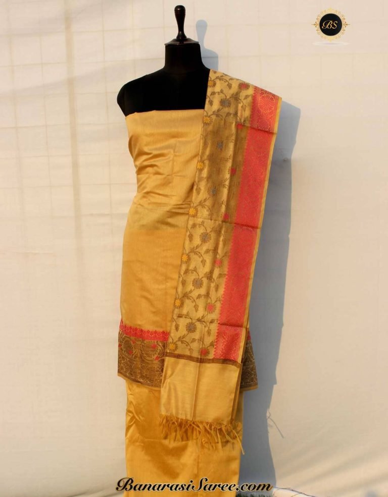Banarasi Handloom Cotton Silk Tussar Color Resham Work Suit
