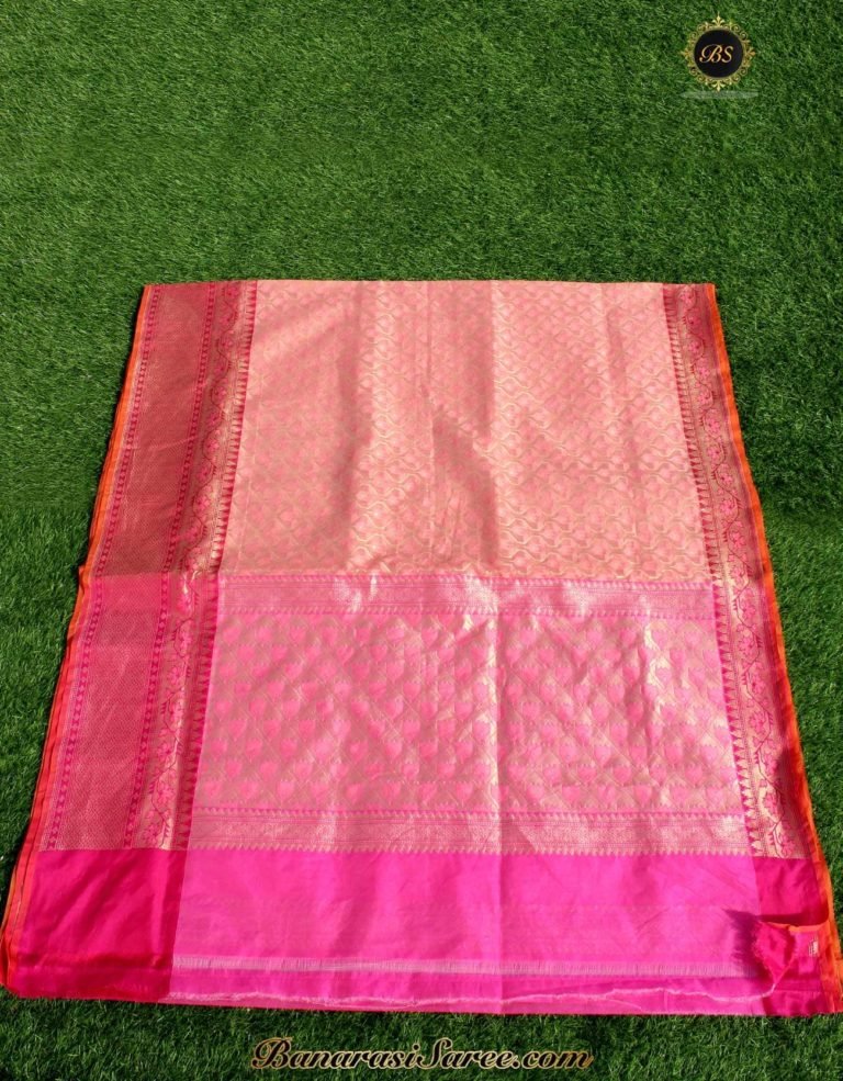 Banarasi Handloom Kora Silk Zari and Thread Work Saree - Image 3