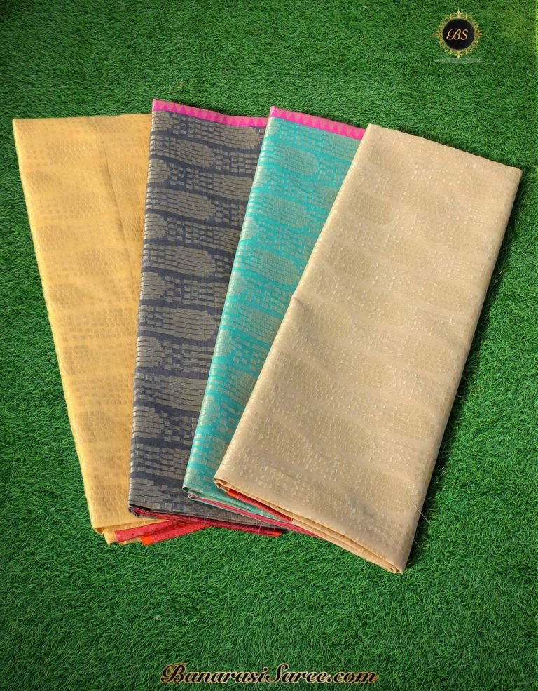 Banarasi Handloom Tussar Color Kora Cotton Skirt Border Saree - Image 5