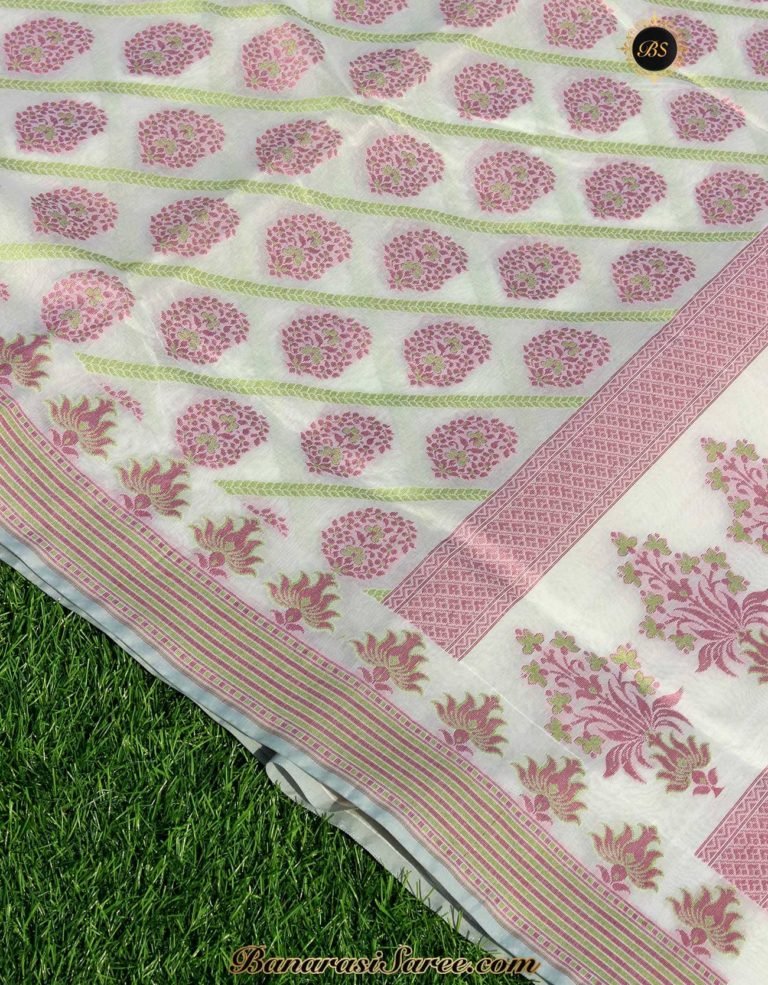 Banarasi Handloom Off White Color Cotton Saree - Image 2
