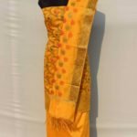 Banarasi Handloom Multicolor Thread & Antique Zari Yellow Color Suit