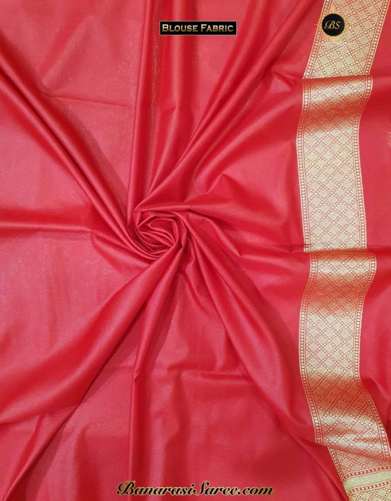 Banarasi Handloom Soft Silk Red Color Zari Pattern Saree - Image 6